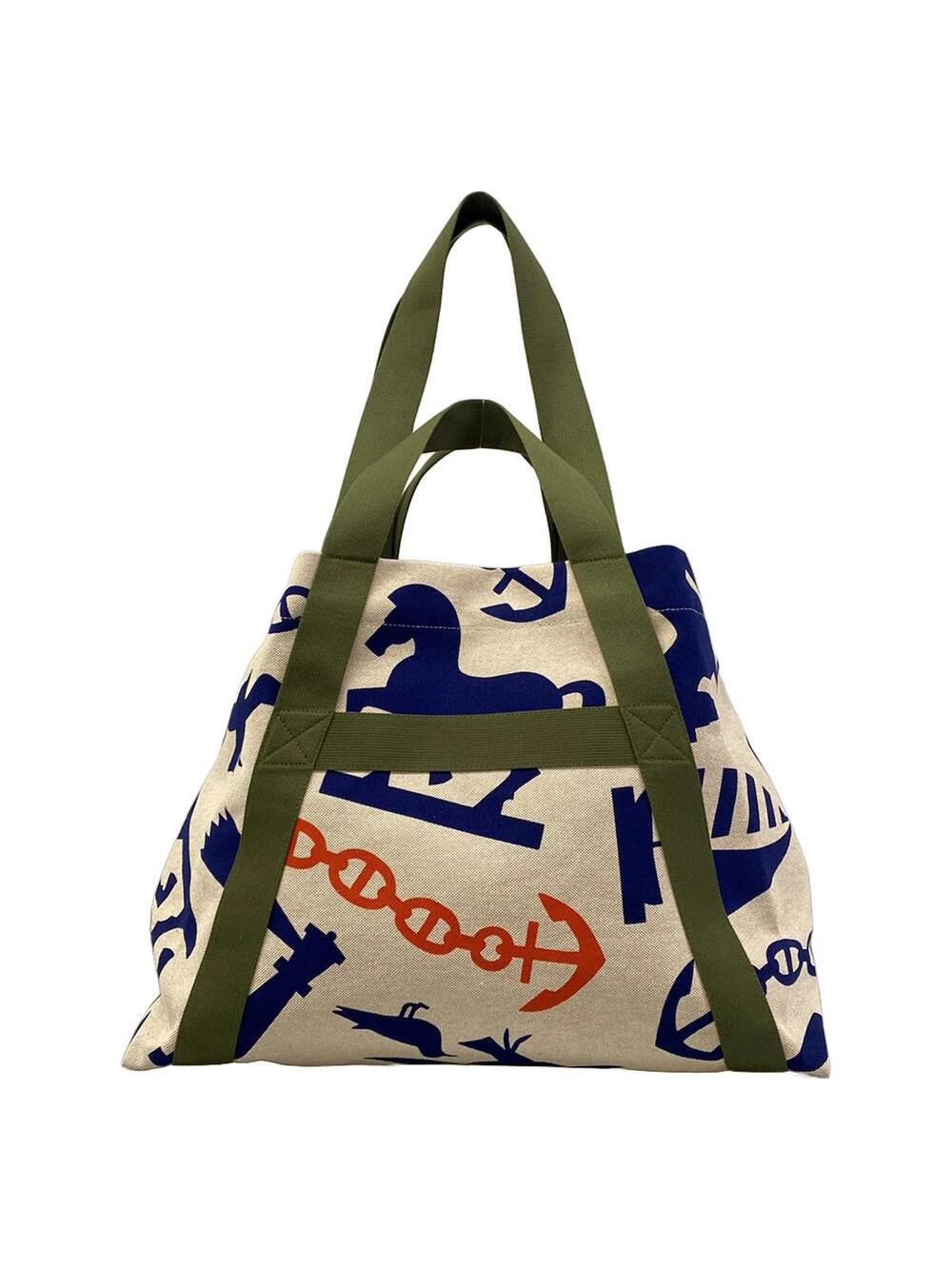 Hermes Pict De Plage Cream Navy Orange #346083H25B